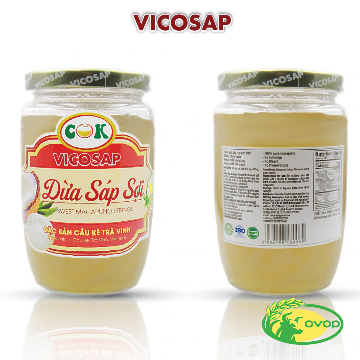 Dừa Sáp Sợi Vicosap 400ml 